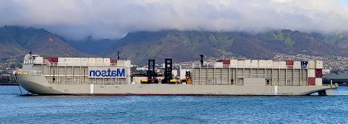 Haleakala barge loaded with cargo